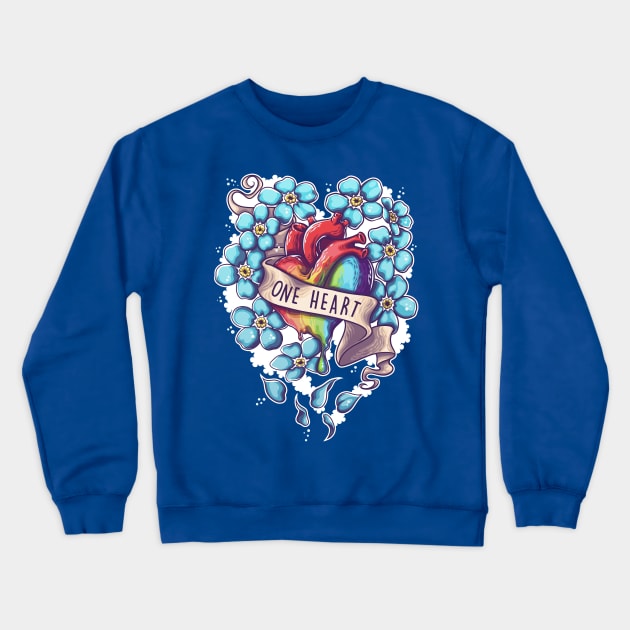 One Heart Crewneck Sweatshirt by GillesBone